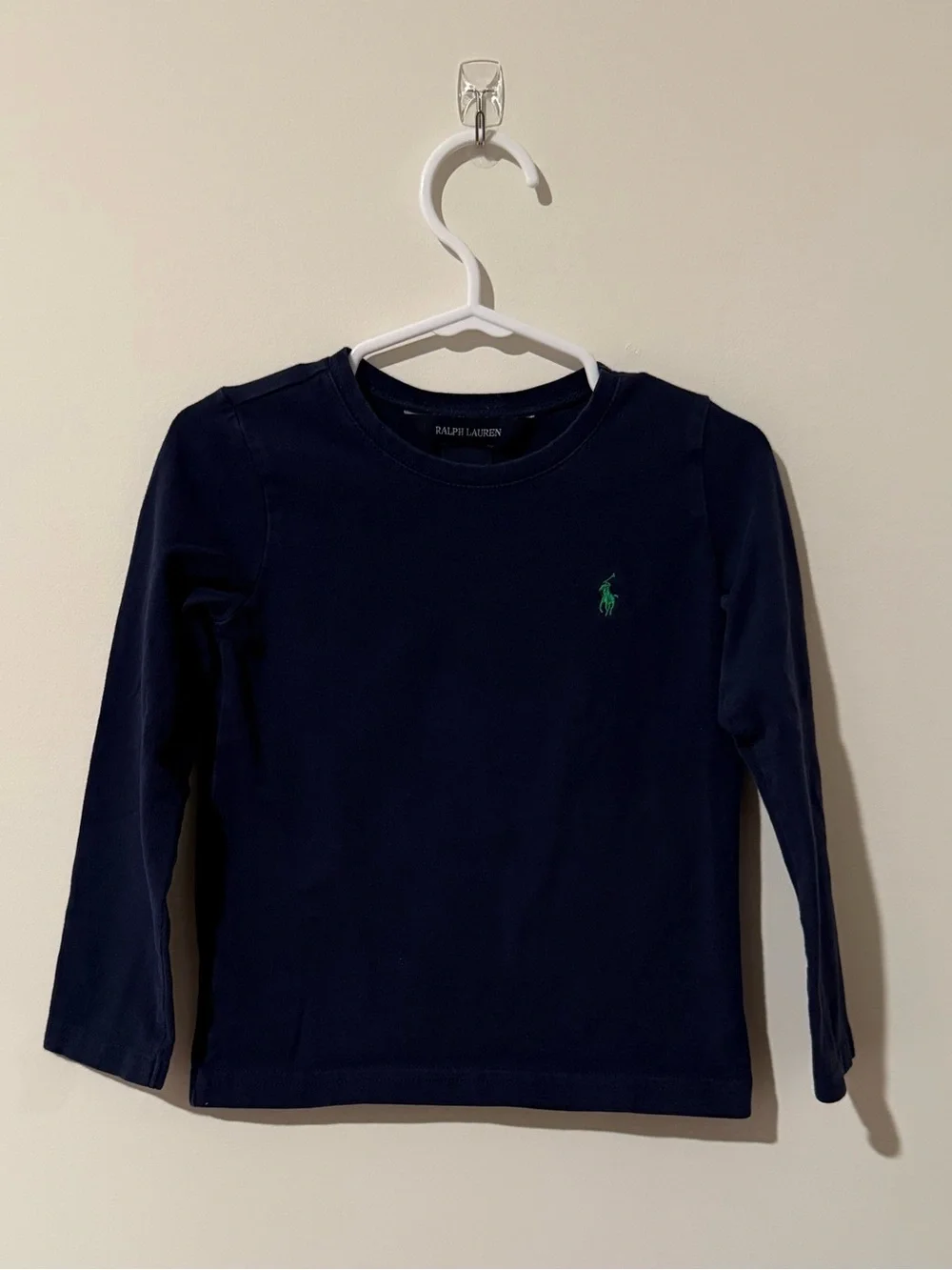 Ralph Lauren Navy Long-Sleeve Tee with Green Pony